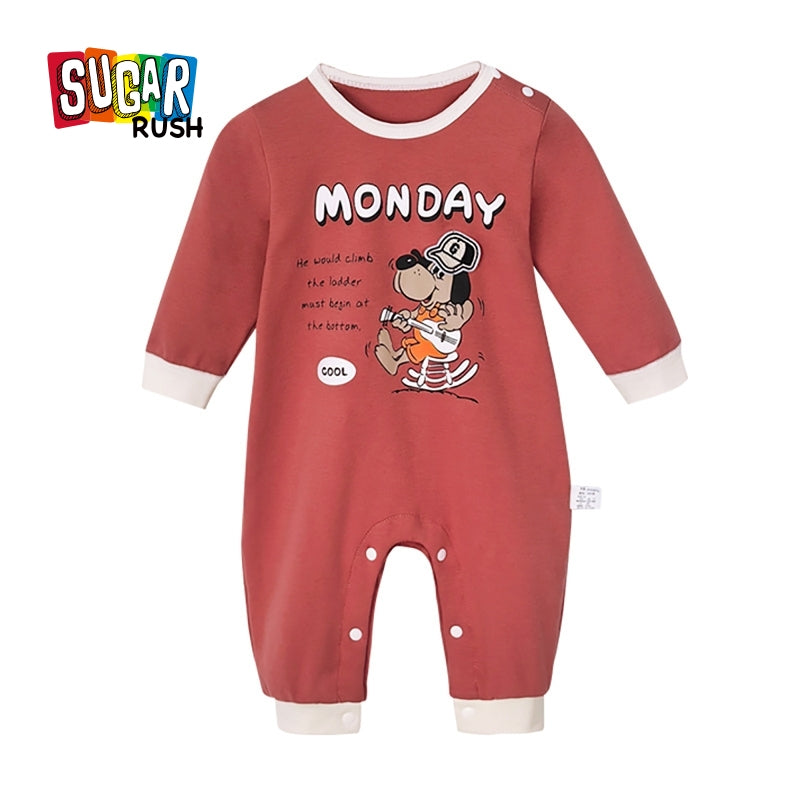 Infant Boys Printed Cotton Rompers