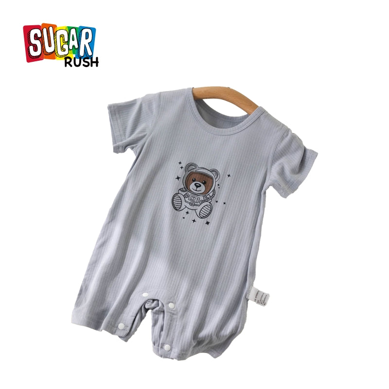 Boys Graphic Printed Round Neck Cotton Rompers
