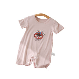 Girls Graphic Printed Round Neck Cotton Rompers