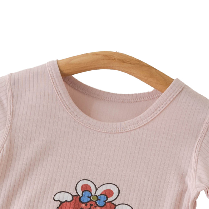 Girls Graphic Printed Round Neck Cotton Rompers