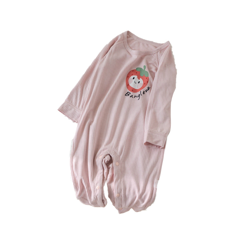 Girls Graphic Printed Round Neck Cotton Rompers