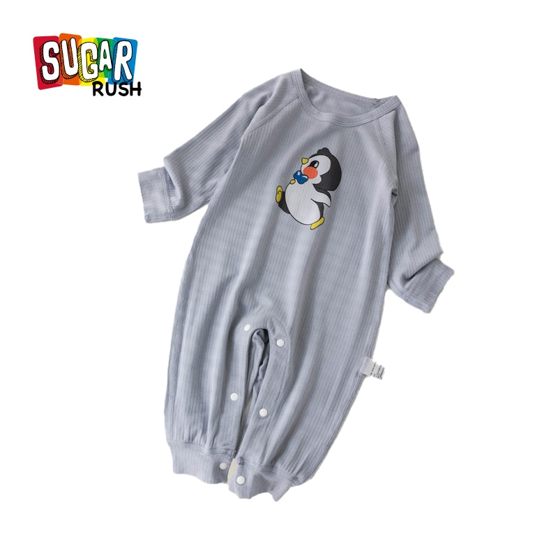 Infant Boys Printed Round Neck Rompers