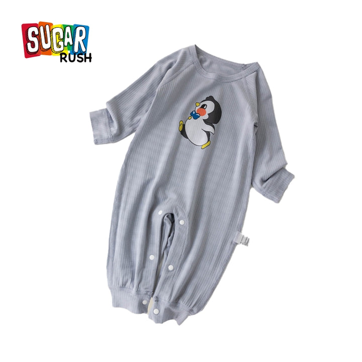 Infant Boys Printed Round Neck Rompers