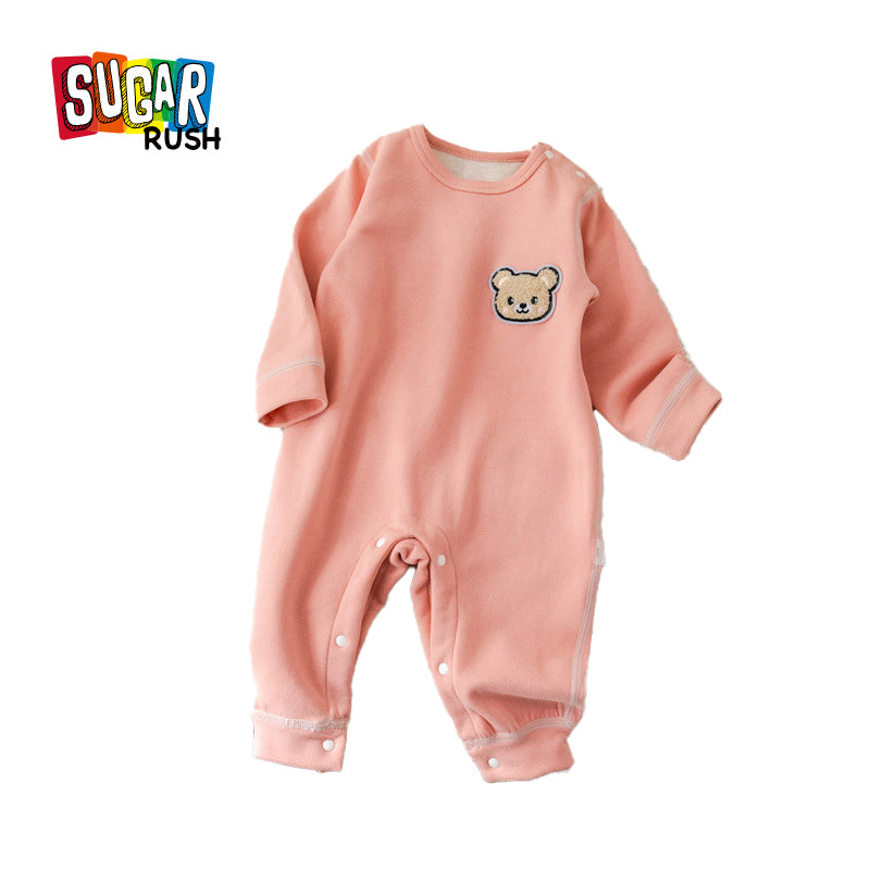 Infant Girls Pink Cotton Romper
