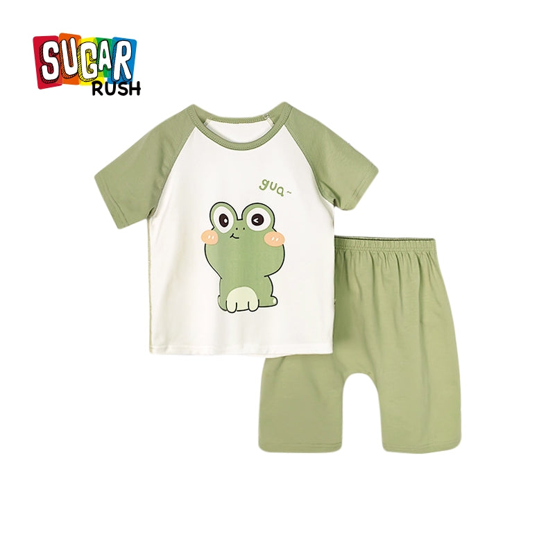 Boys Printed Round Neck Pure Cotton T-shirt With Shorts