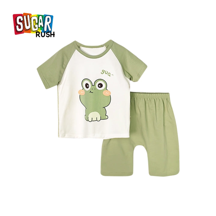 Boys Printed Round Neck Pure Cotton T-shirt With Shorts