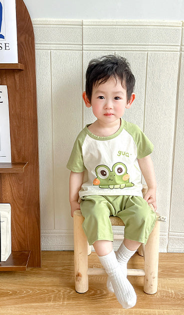 Boys Printed Round Neck Pure Cotton T-shirt With Shorts