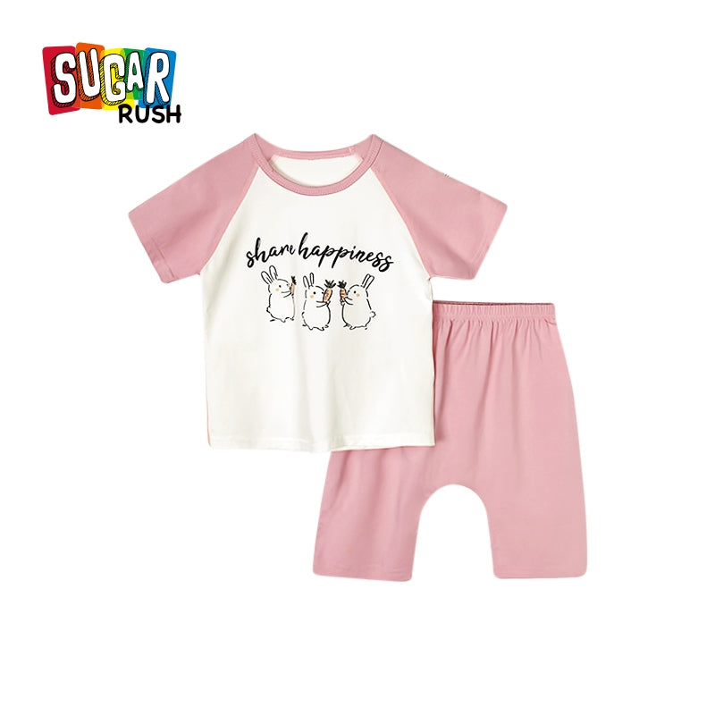Girls Pure Cotton Printed T-shirt With Shorts