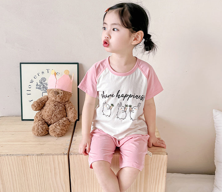 Girls Pure Cotton Printed T-shirt With Shorts