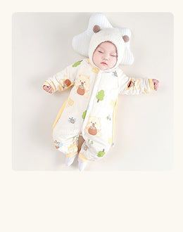 Infant Girls Yellow Conversational Printed Rompers