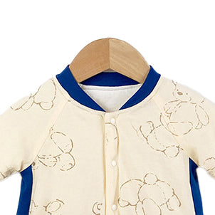 Infant Boys Beige & Blue Abstract Printed Rompers