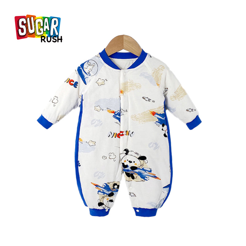 Infants Boys White Printed Rompers