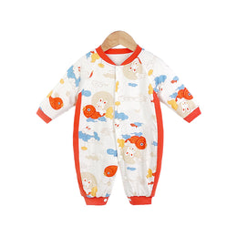 Infants Girls Red Conversational Printed Rompers