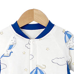 Infant Boys White & Blue Printed Rompers