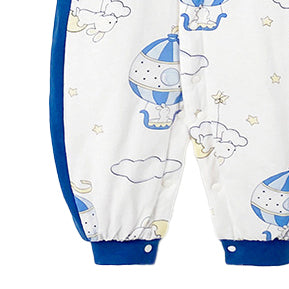 Infant Boys White & Blue Printed Rompers