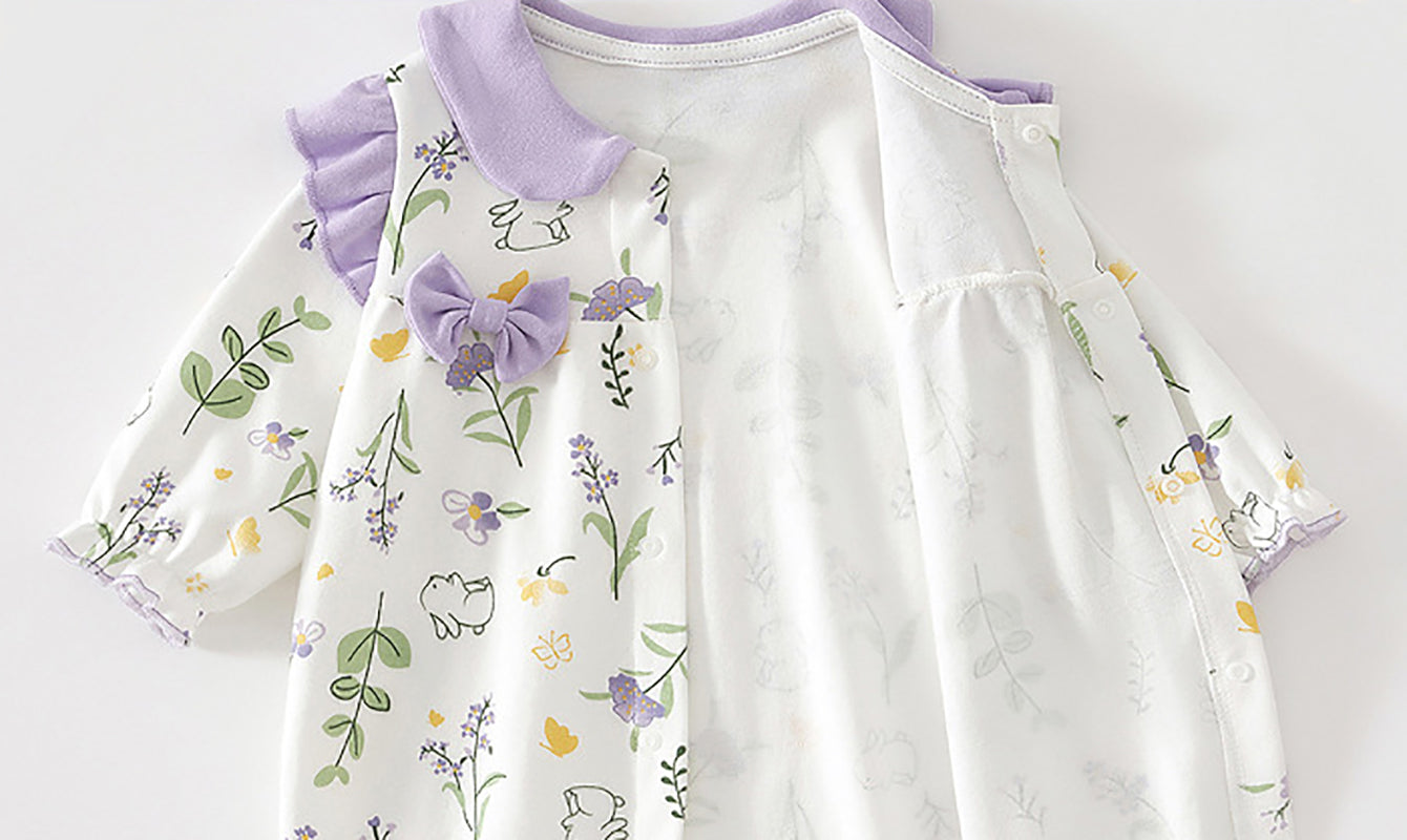 Girls Printed Cotton Rompers