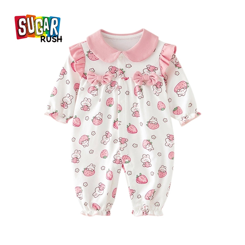 Infants Girls Printed Cotton Rompers