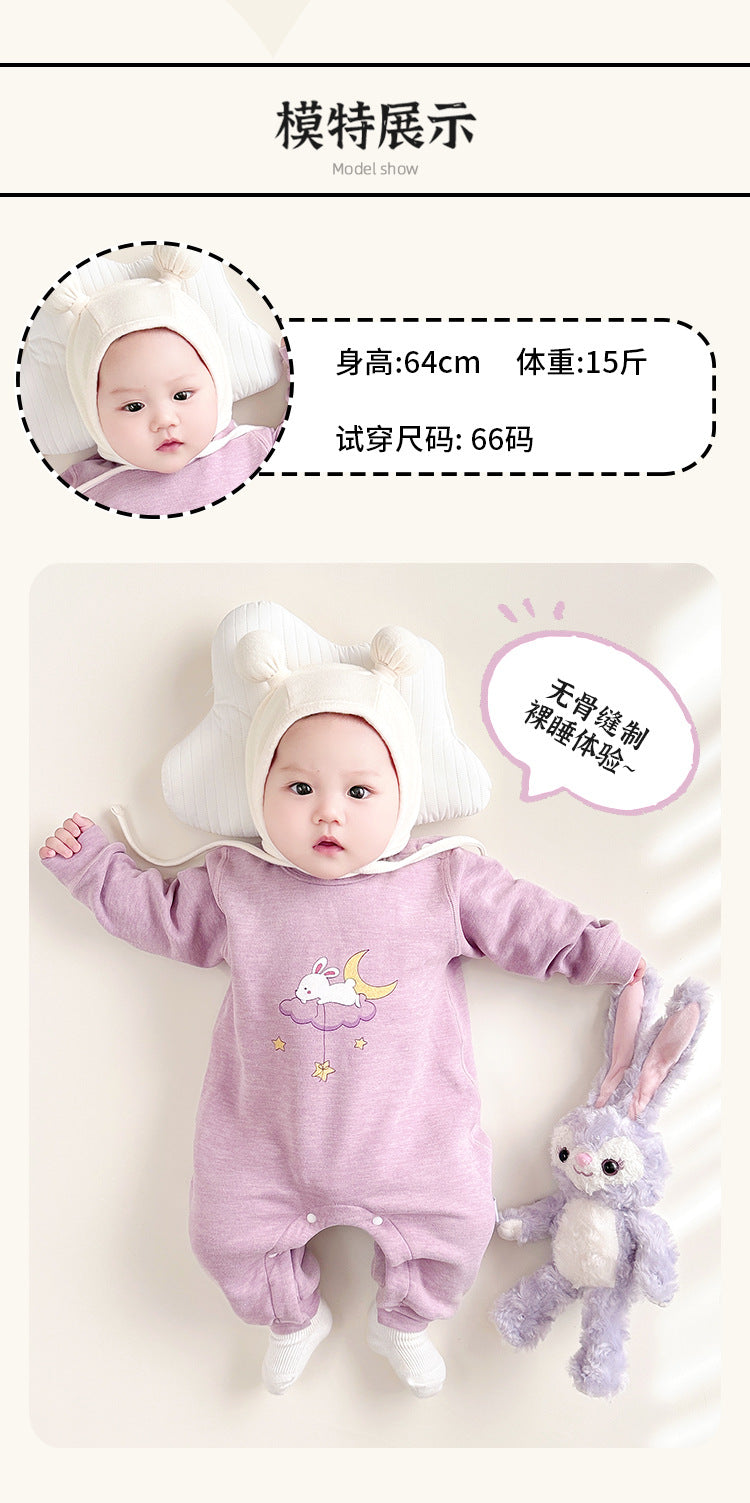 Infants Girls Purple Graphic Printed Cotton Rompers