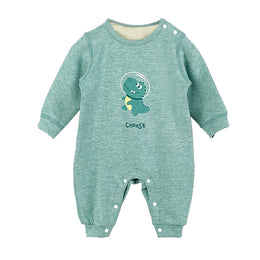 Infant Boys Green Printed Cotton Rompers