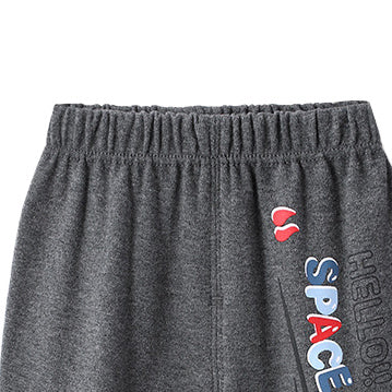Boys Grey Easy Wash Conversational Printed Mid Rise Cotton Joggers