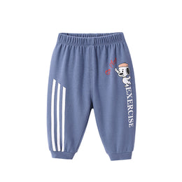 Boys Blue Typography Printed Easy Wash Cotton Joggers