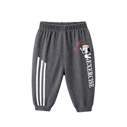 Boys Grey Typography Printed Easy Wash Cotton Joggers