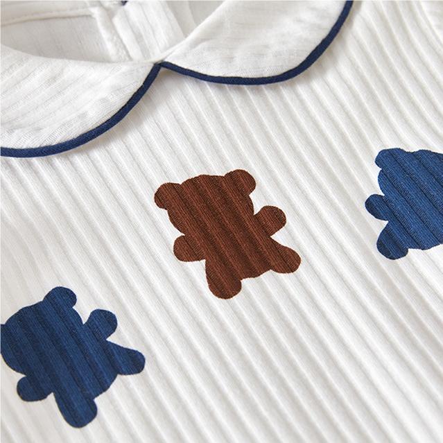 Infant Girls White Striped Peter Pan Collar Cotton Rompers