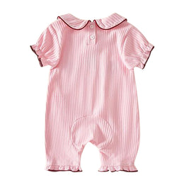 Pink Infants Girls Printed Cotton Rompers