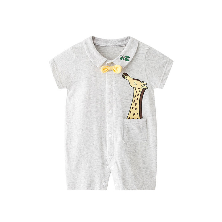 Infant Boys Printed Cotton Round Neck Rompers