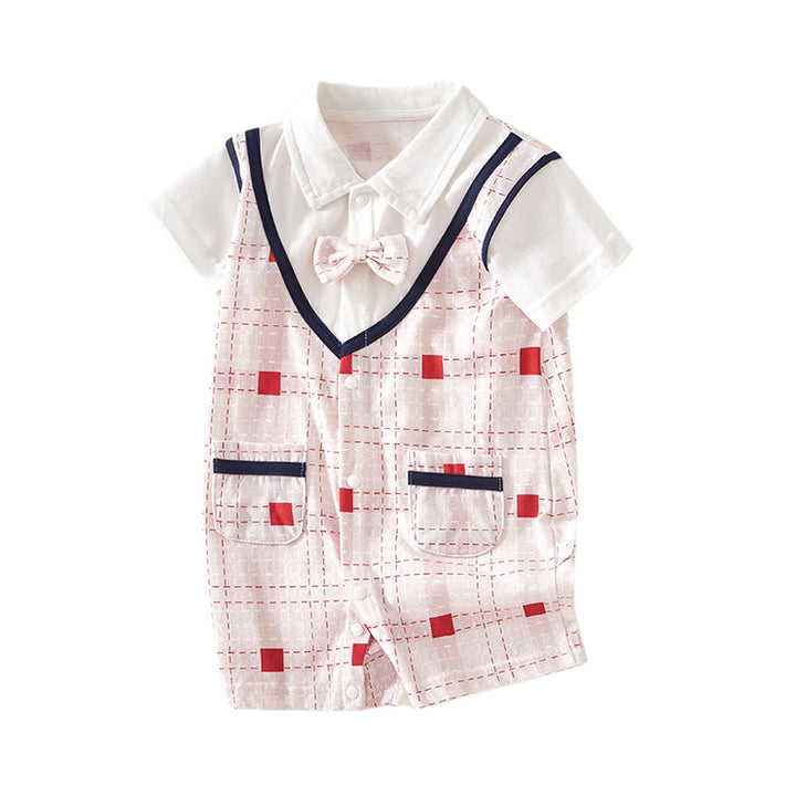 Infant Girls Printed Cotton Round Neck Rompers