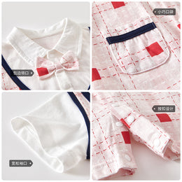 Infant Girls Printed Cotton Round Neck Rompers