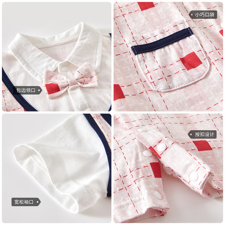 Infant Girls Printed Cotton Round Neck Rompers