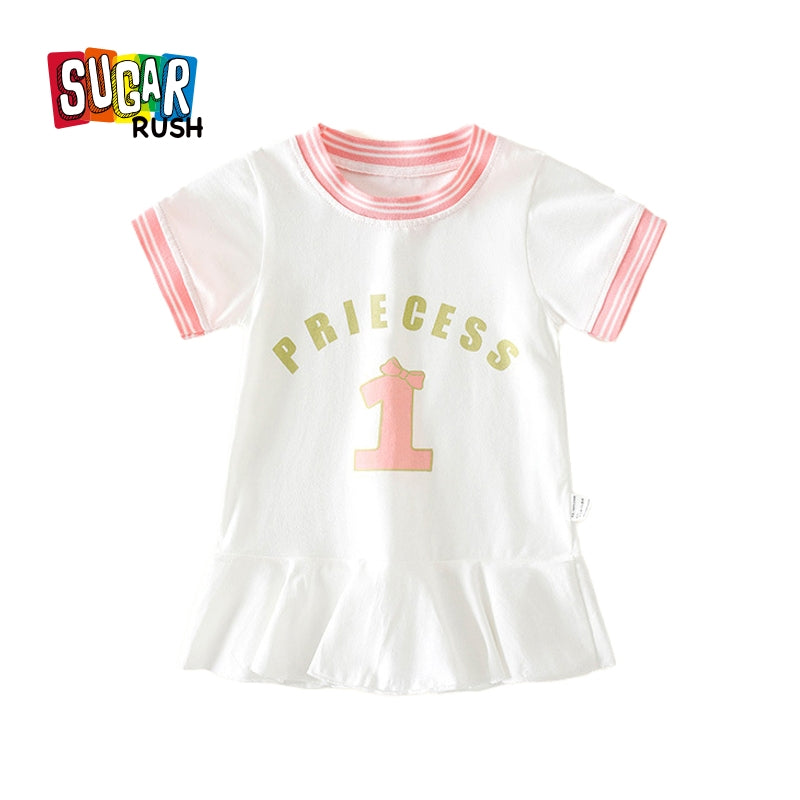 Girls Typography Print Cotton T-shirt Dress