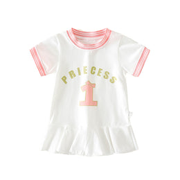 Girls Typography Print Cotton T-shirt Dress