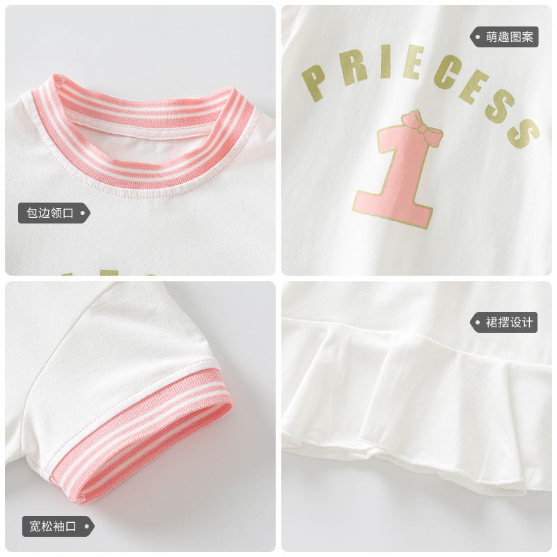 Girls Typography Print Cotton T-shirt Dress