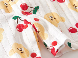 Girls Graphic Printed Round Neck Cotton Rompers