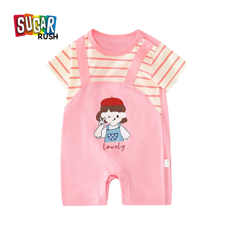 Infant Girls Printed Cotton Rompers