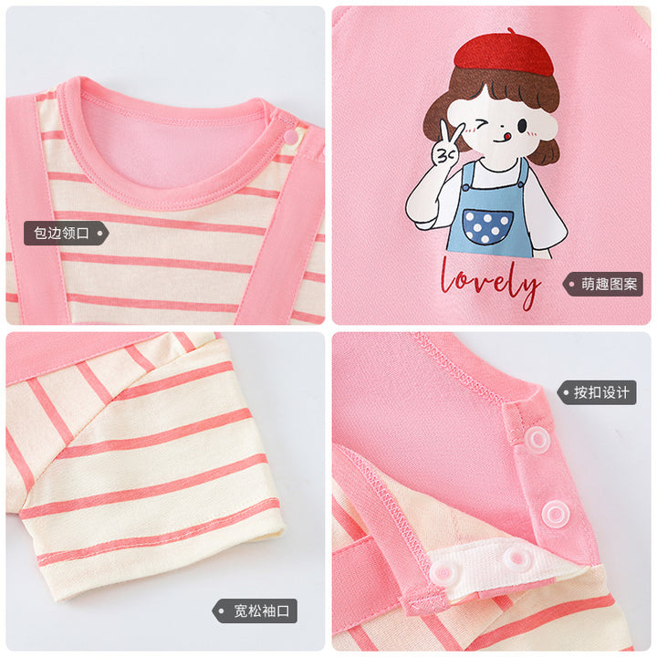 Infant Girls Printed Cotton Rompers