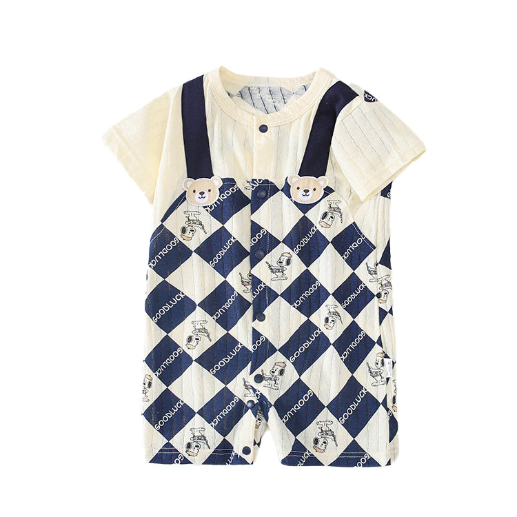 Boys Graphic Printed Round Neck Cotton Rompers