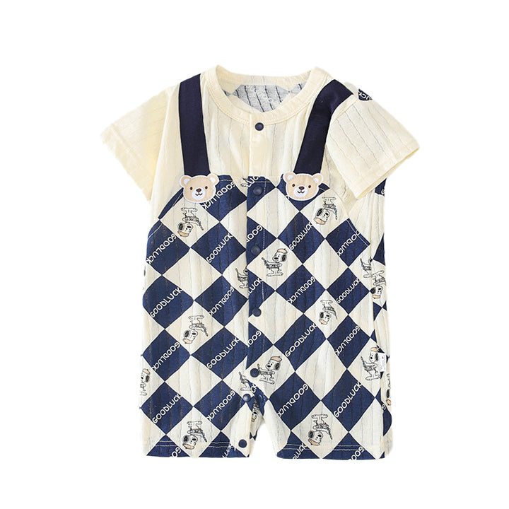 Boys Graphic Printed Round Neck Cotton Rompers