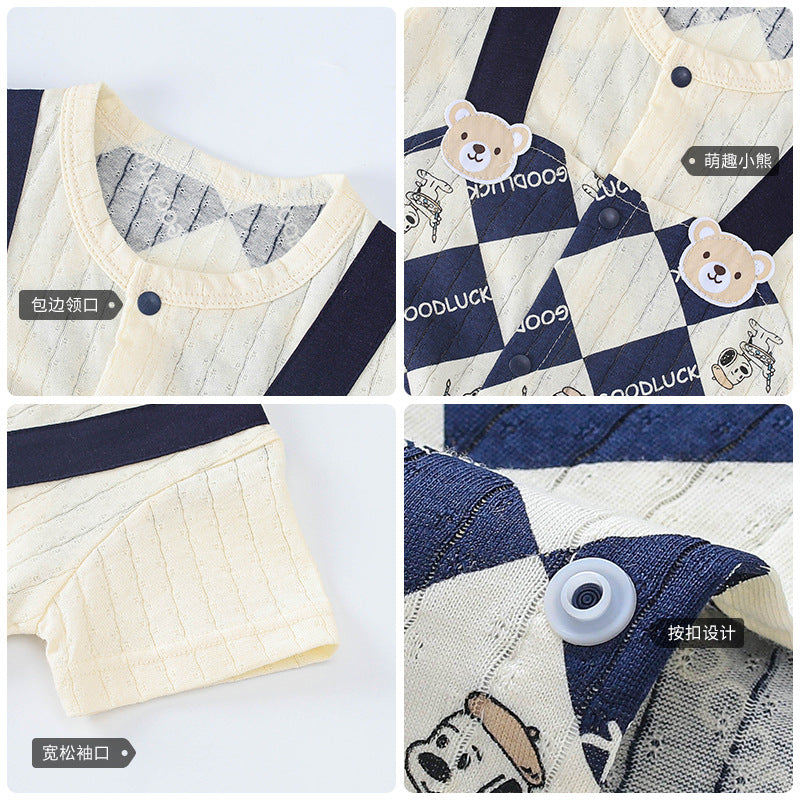 Boys Graphic Printed Round Neck Cotton Rompers