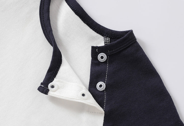 Infant Boys Printed Cotton Round Neck Rompers