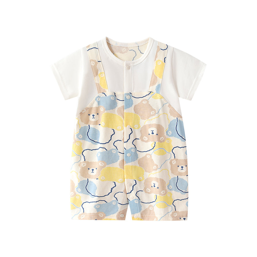 Boys Infants Printed Cotton Round Neck Rompers