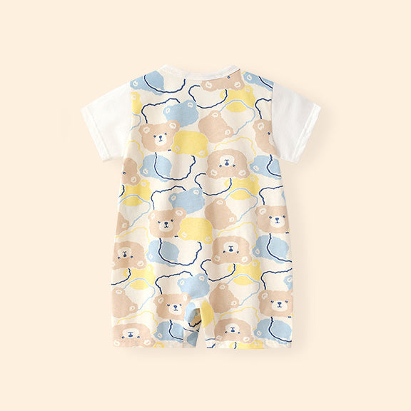 Boys Infants Printed Cotton Round Neck Rompers