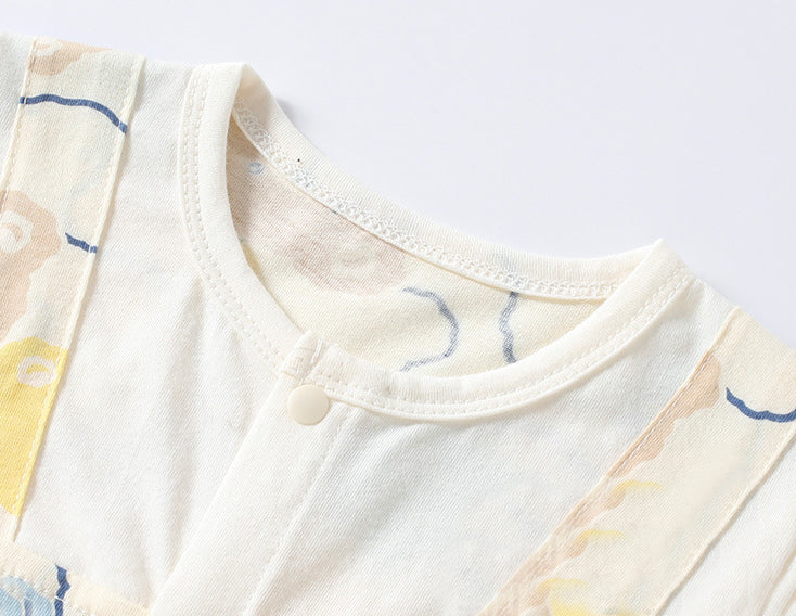 Boys Infants Printed Cotton Round Neck Rompers