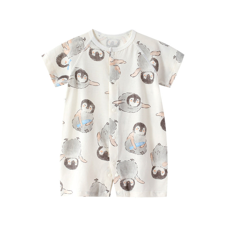 Infants Printed Cotton Round Neck Rompers
