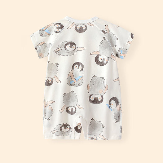 Infants Printed Cotton Round Neck Rompers