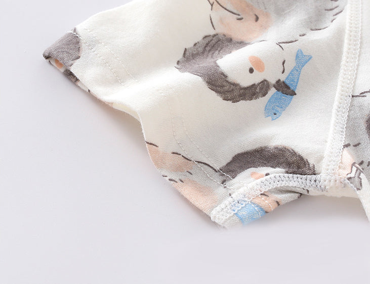 Infants Printed Cotton Round Neck Rompers