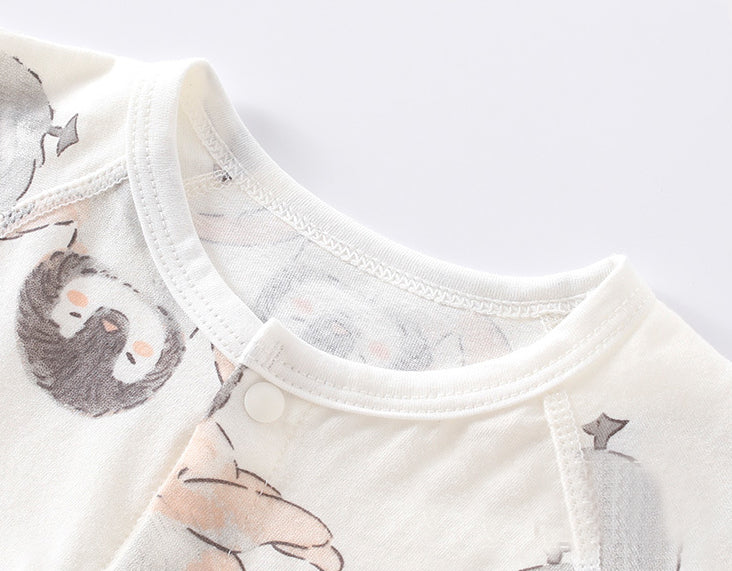 Infants Printed Cotton Round Neck Rompers
