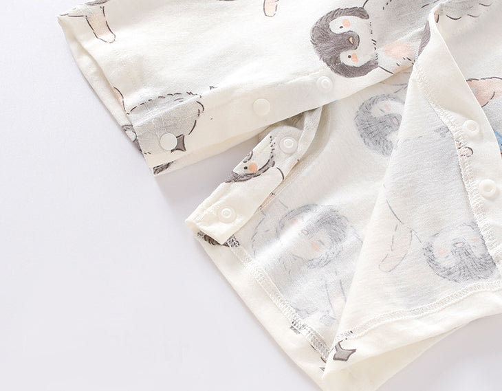 Infants Printed Cotton Round Neck Rompers